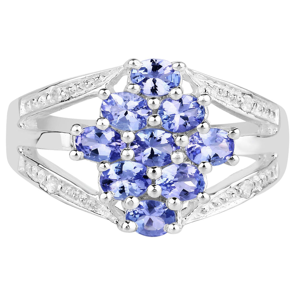 Tanzanite Ring With Diamonds 1.56 Carats Sterling Silver
