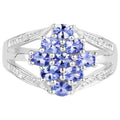 Tanzanite Ring With Diamonds 1.56 Carats Sterling Silver