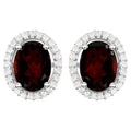 Garnet Stud Earrings With Diamonds 2.74 Carats Sterling Silver