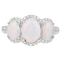 Ethiopian Opal Ring With Diamonds 1.8 Carats 14K White Gold