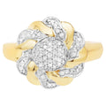 Diamond Flower Ring 0.26 Carats Gold Plated Silver