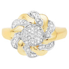 Diamond Flower Ring 0.26 Carats Gold Plated Silver