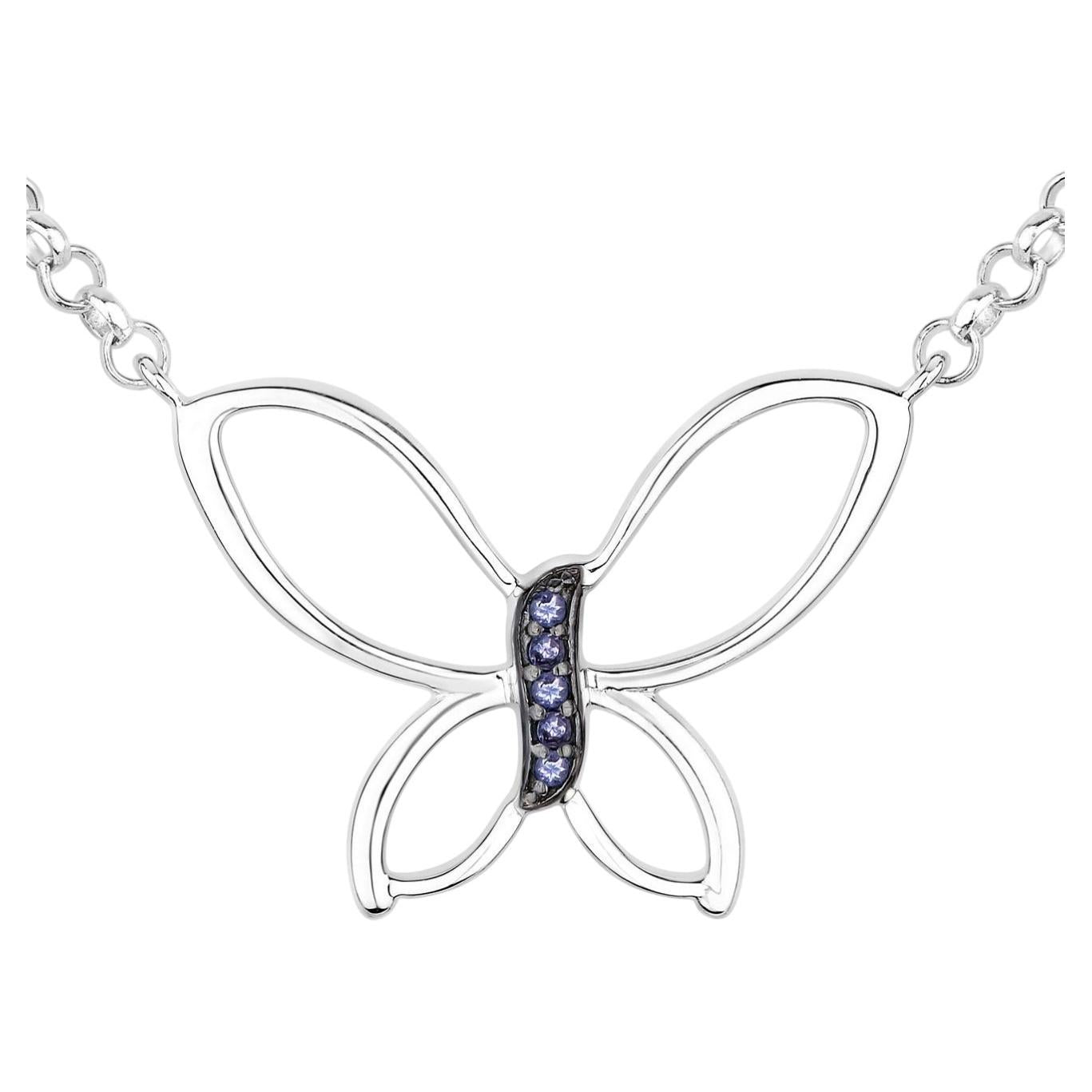 Tanzanite Butterfly Pendant 0.08 Carats Sterling Silver