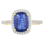 Blue Sapphire Ring With Diamonds 2.12 Carats 18K Yellow Gold