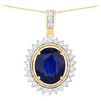Blue Sapphire Pendant With Diamonds 4.1 Carats 18K Yellow Gold