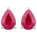 Ruby Stud Earrings 1.5 Carats 14K White Gold