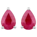 Ruby Stud Earrings 1.5 Carats 14K White Gold