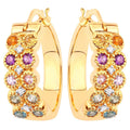 Natural Mixed Gemstones Earrings 0.8 Carats Gold Plated Silver