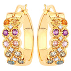 Natural Mixed Gemstones Earrings 0.8 Carats Gold Plated Silver
