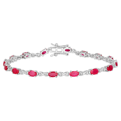 Ruby Bracelet With Diamonds 3.6 Carats 14K White Gold
