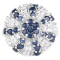 Blue Sapphire Ring With White Topaz 1.68 Carats Sterling Silver