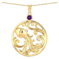 Amethyst Aquarius Pendant 0.22 Carats Gold Plated Silver