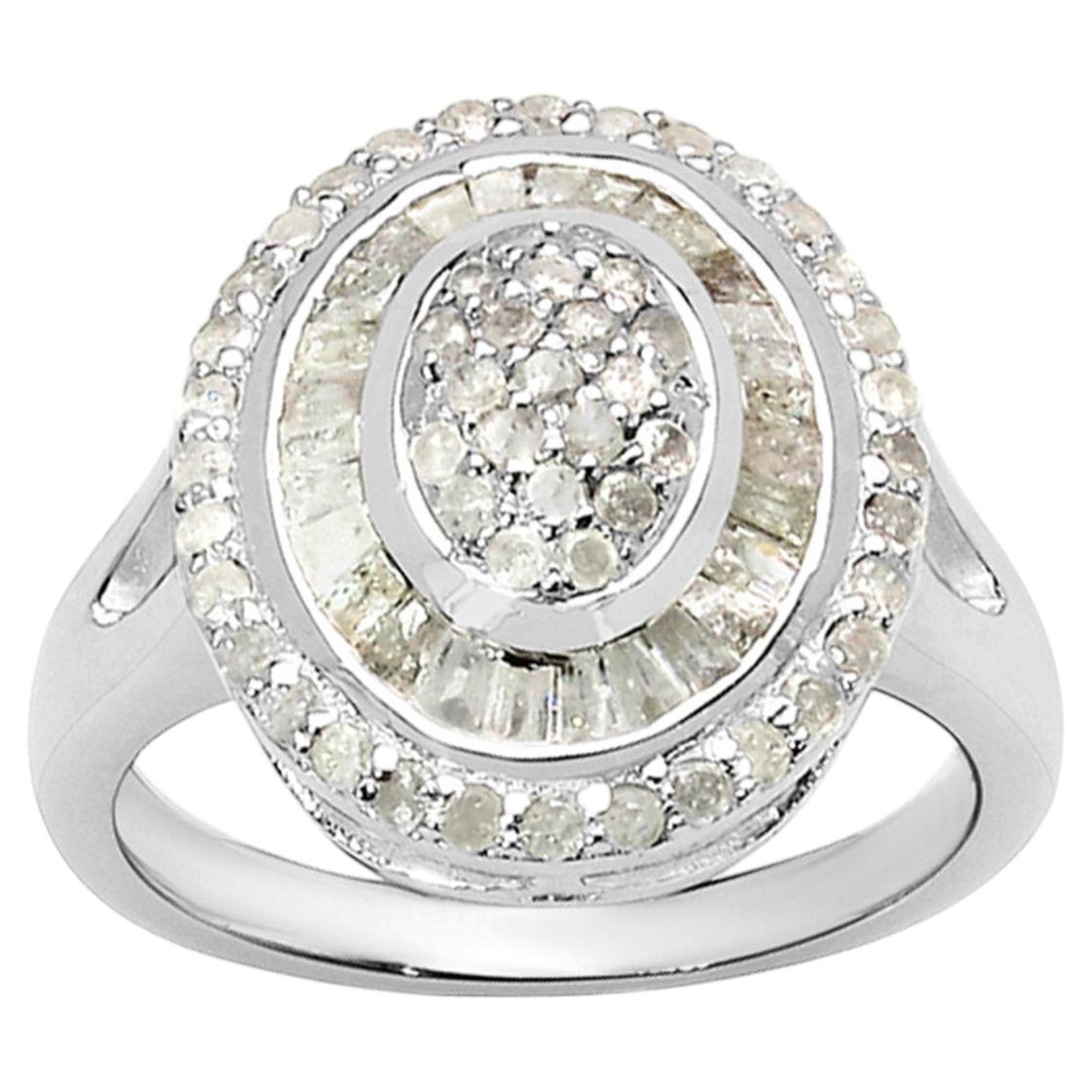 Diamond Ring 1.04 Carats Sterling Silver