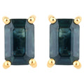 Blue Sapphire Stud Earrings 0.78 Carats 14K Yellow Gold