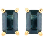 Blue Sapphire Stud Earrings 0.78 Carats 14K Yellow Gold