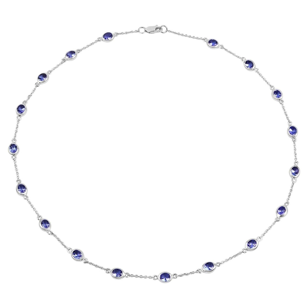 Tanzanite Necklace 5.92 Carats Sterling Silver