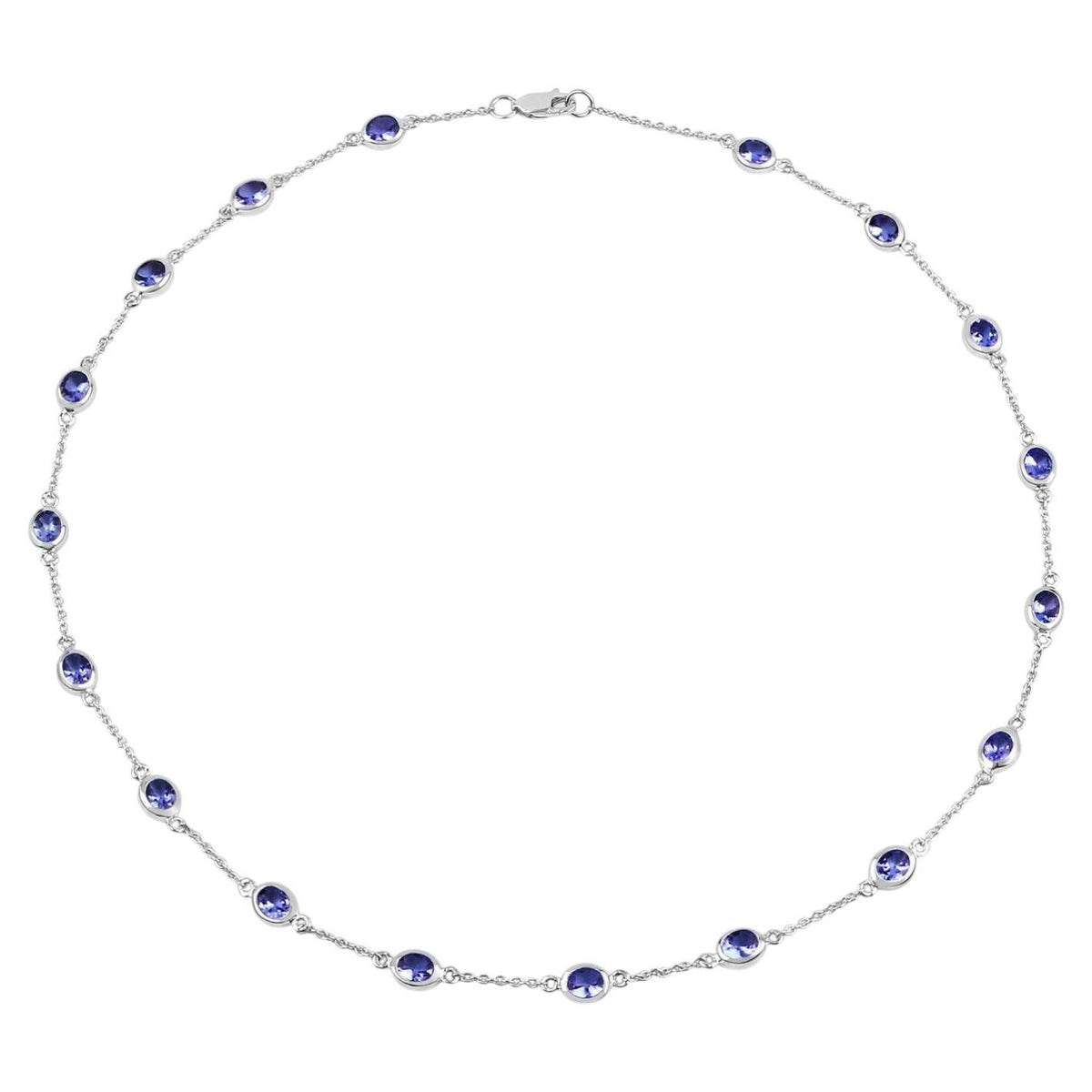 Tanzanite Necklace 5.92 Carats Sterling Silver