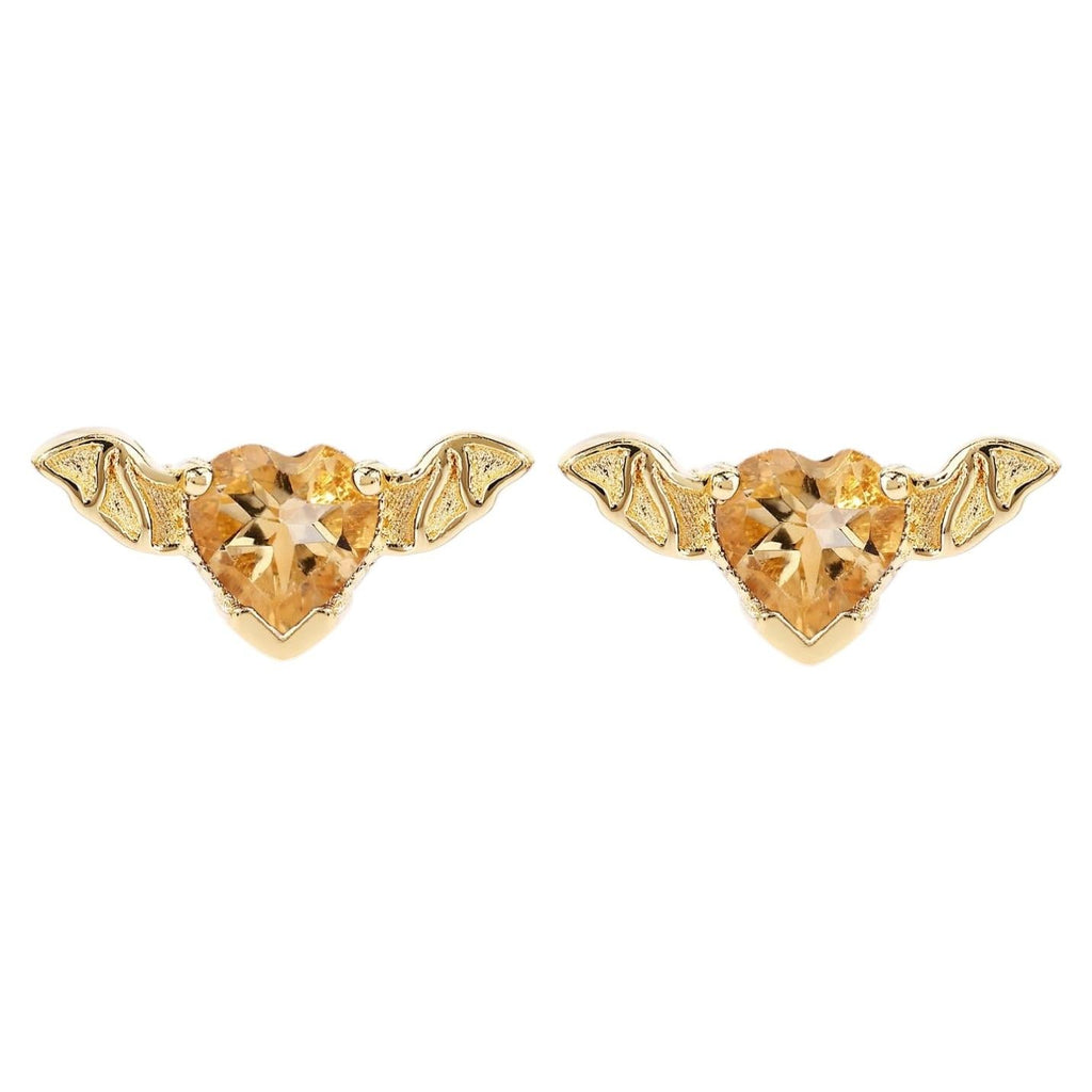 Citrine Bat Stud Earrings 0.34 Carats Gold Plated Silver