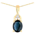 Blue Sapphire Pendant With Diamonds 0.33 Carats 14K Yellow Gold