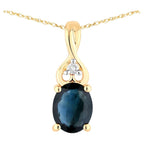 Blue Sapphire Pendant With Diamonds 0.33 Carats 14K Yellow Gold