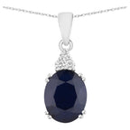 Blue Sapphire Pendant With Diamonds 4.38 Carats 14K White Gold