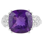 Amethyst Ring With Diamonds 5.86 Carats Sterling Silver
