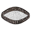 Champagne Diamond Leaf Ring With White Diamonds 0.46 Carats Sterling Silver