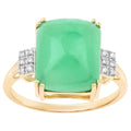 Green Jade Ring With Diamonds 8.38 Carats 10K Yellow Gold