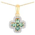 Alexandrite Flower Pendant With Diamonds 0.64 Carats 18K Yellow Gold