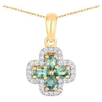 Alexandrite Flower Pendant With Diamonds 0.64 Carats 18K Yellow Gold