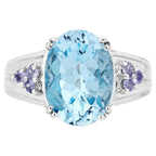 Blue Topaz Ring With Tanzanite 7.68 Carats Sterling Silver