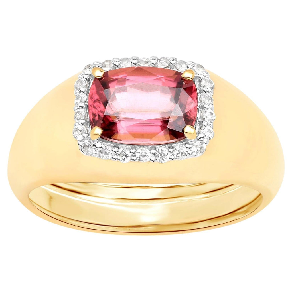 Multicolor Zircon Ring 2.58 Carats Gold Plated Silver