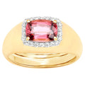Multicolor Zircon Ring 2.58 Carats Gold Plated Silver