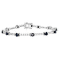 Blue Sapphire Tennis Bracelet With White Zircon 6.18 Carats Sterling Silver