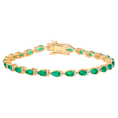 Emerald Bracelet With Diamonds 4.62 Carats 14K Yellow Gold