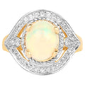 Ethiopian Opal Ring With White Topaz 1.84 Carats Gold Plated Silver