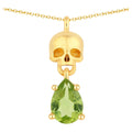 Peridot Skull Pendant 0.74 Carats Gold Plated Silver