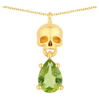 Peridot Skull Pendant 0.74 Carats Gold Plated Silver