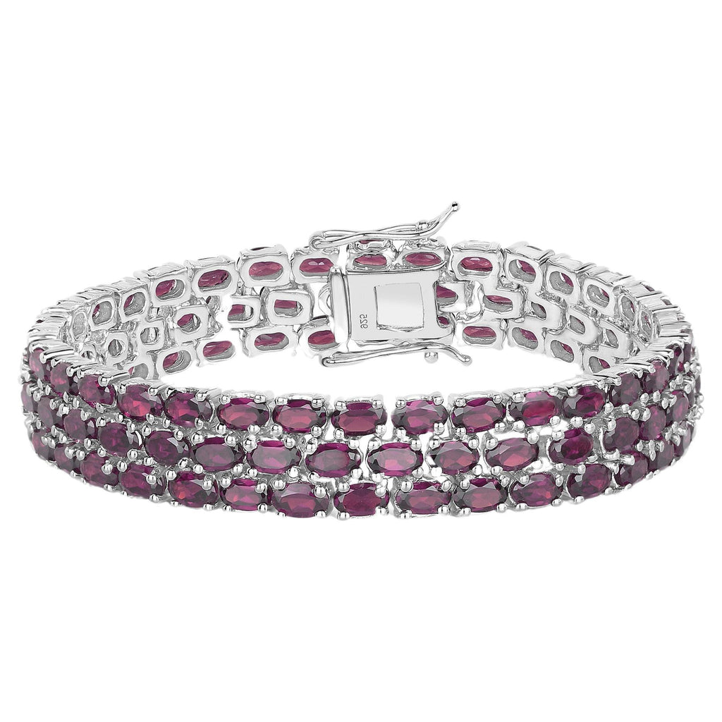 Natural Rhodolite Garnet Wide Tennis Bracelet 31 Carats 110 Gemstones