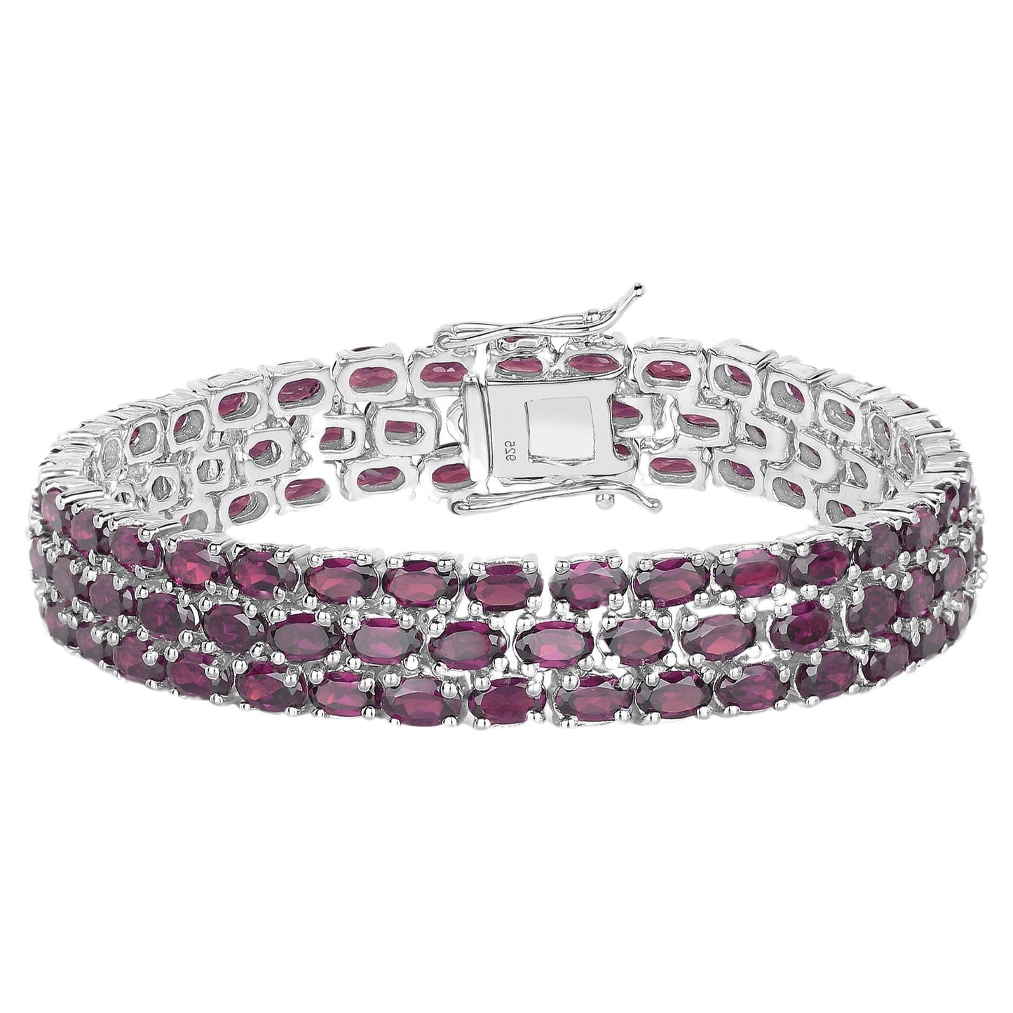 Natural Rhodolite Garnet Wide Tennis Bracelet 31 Carats 110 Gemstones