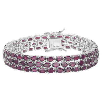 Natural Rhodolite Garnet Wide Tennis Bracelet 31 Carats 110 Gemstones