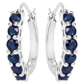 Natural Blue Sapphire Hoop Earrings 1.3 Carats Sterling Silver