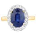 Blue Sapphire Ring With Diamonds 4.48 Carats 18K Yellow Gold