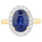 Blue Sapphire Ring With Diamonds 4.48 Carats 18K Yellow Gold