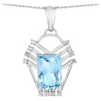Swiss Blue Topaz Pendant With White Topaz 5.72 Carats Sterling Silver