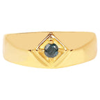 Blue Diamond Ring 0.1 Carats Gold Plated Silver