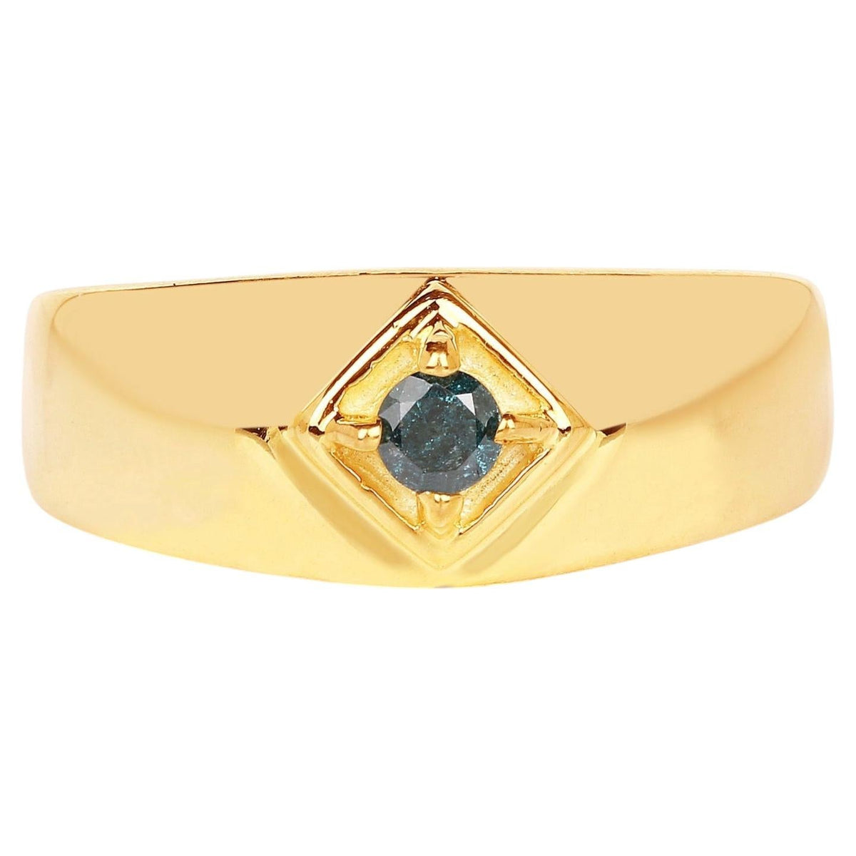 Blue Diamond Ring 0.1 Carats Gold Plated Silver