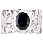 Natural Black Spinel Ring 3.35 Carats Sterling Silver
