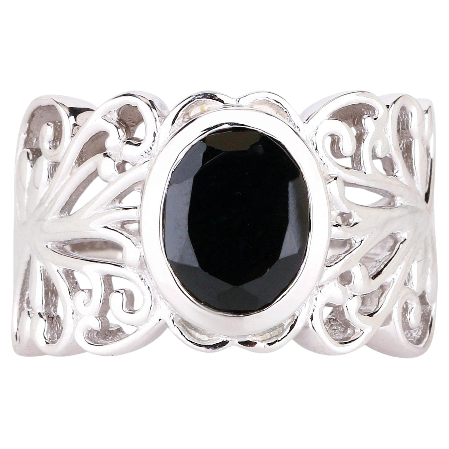 Natural Black Spinel Ring 3.35 Carats Sterling Silver