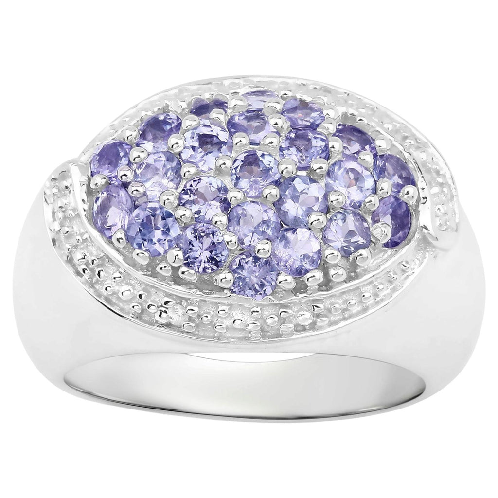 Tanzanite Ring With White Topaz 1.61 Carats Sterling Silver